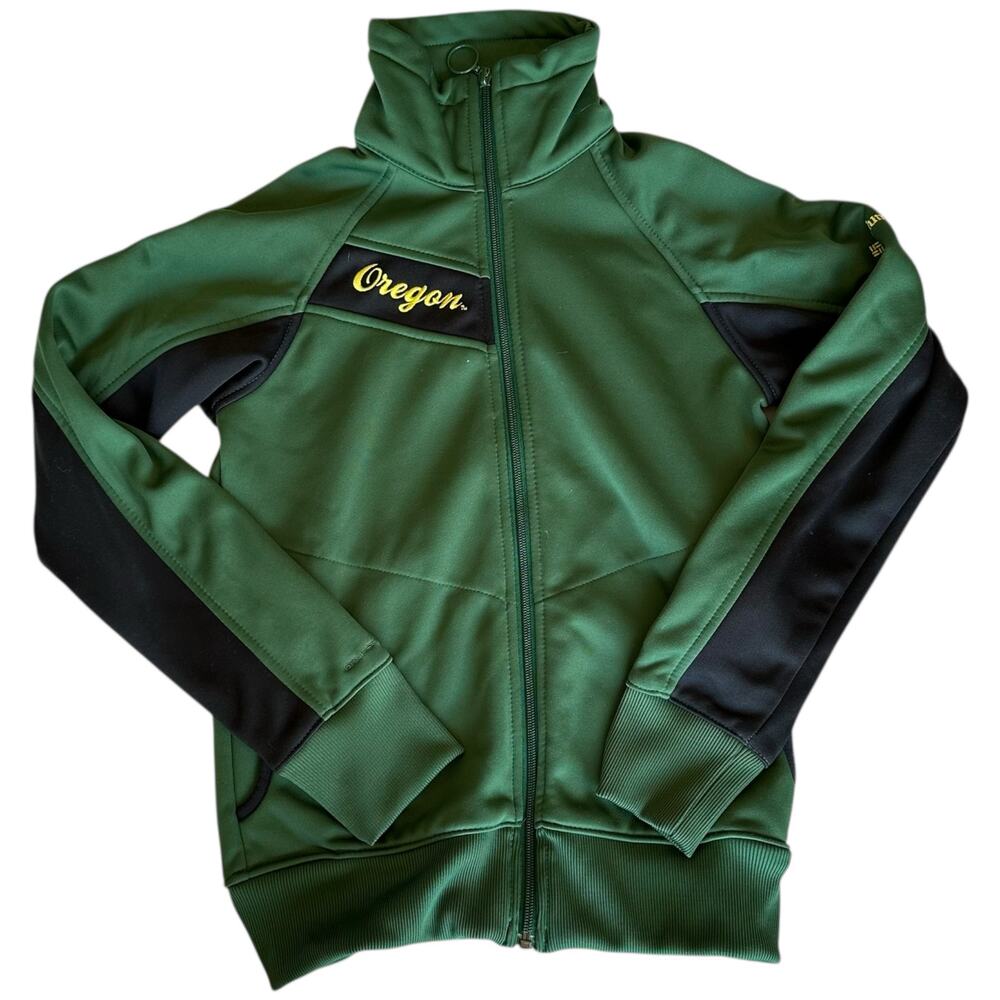 Columbia Womens Jacket Size Small Oregon Ducks Green Yellow Mock Turtleneck Zip